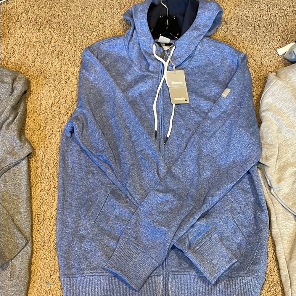 Bench Blue Zip Up Sweater with Hood